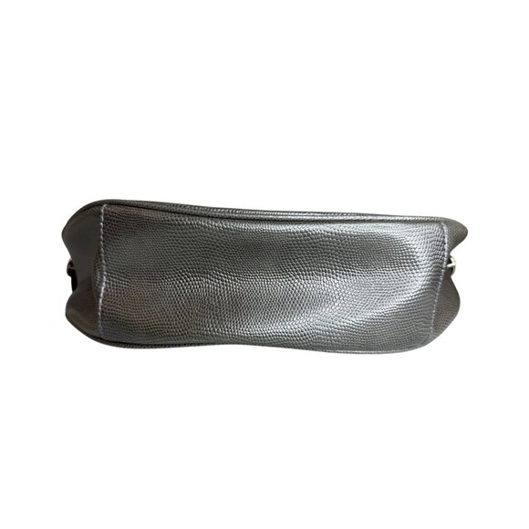 Y2K Guess Metallic Silver Lizard Textured Handbag With Zebra Interior - Picture 6 of 7